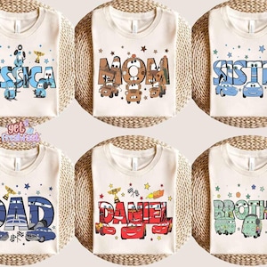 Custom Name Disneyland Pixar Cars Characters Group Shirt, Personalized MC Queen Tow Mater Sally Tee, Disneyland Family 2026 Matching Shirt bild 1