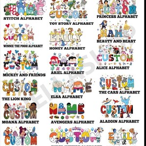 Custom Name Disneyland T-Shirts, Walt DisneyWorld Shirt, Disneyland Family Matching Trip Tee, Disneyland characters alphabet image 6