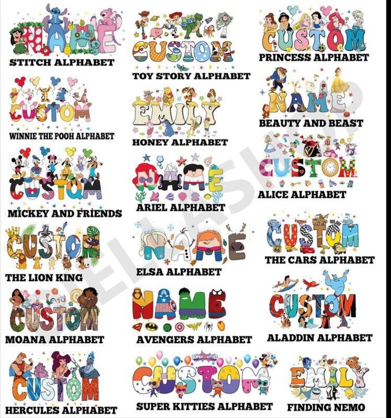 Custom Name Disneyland T-Shirts, Walt DisneyWorld Shirt, Disneyland Family Matching Trip Tee, Disneyland characters alphabet image 6