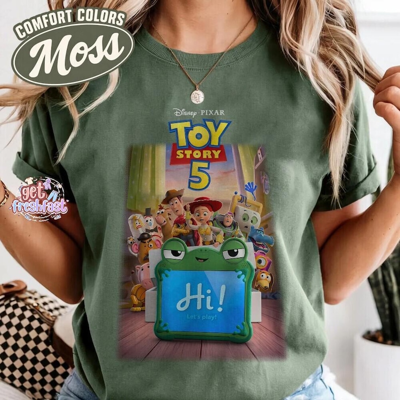 Disney Pixar Toy Story 5 Shirt, Lilypad Toy Story Comfort Colors Shirt, Woody Buzz Lightyear Lilypad Shirt, Disney Movie Characters Tee image 4