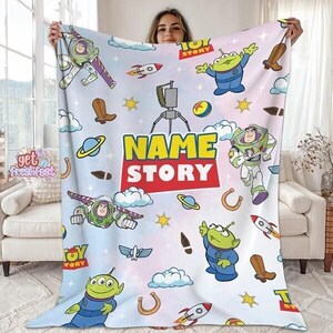 Personalized Toy Story Blanket, Custom Name Disneyland Toy Story Blanket, Custom Name Disneyland Blanket, Blanket Birthday Boy Girl Gift image 1