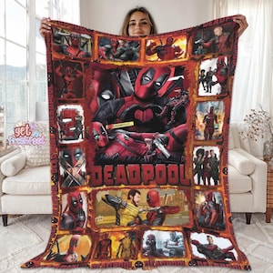 Deadpool And Wolverine Fleece Blanket, Deadpool Blanket, Superhero Throw Blanket For Bed Couch Sofa, Legend Deadpool Blanket Birthday Gift image 1