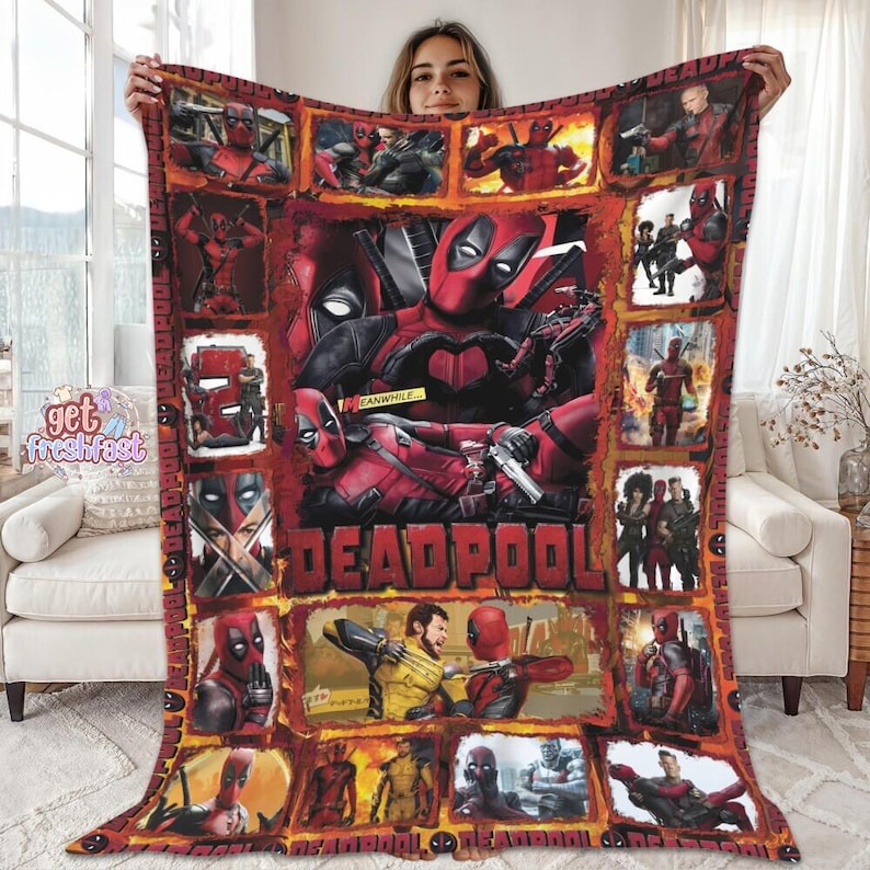 Deadpool And Wolverine Fleece Blanket, Deadpool Blanket, Superhero Throw Blanket For Bed Couch Sofa, Legend Deadpool Blanket Birthday Gift image 1