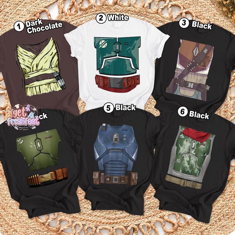 Custom Starwars Armor Shirt, Mandalorian Costume Tee, Halloween Group Gift 2026, Galactic Cosplay Top, Sci-Fi Movie Apparel image 3