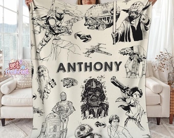 Personalized Disneyland StarWars Blanket, Galaxy's Edge StarWars Birthday Boy Girl Gift, May The Force be With You Family Home Decor