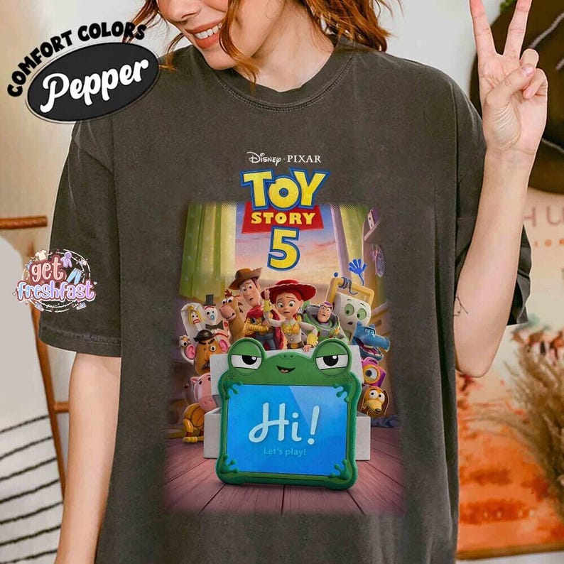 Disney Pixar Toy Story 5 Shirt, Lilypad Toy Story Comfort Colors Shirt, Woody Buzz Lightyear Lilypad Shirt, Disney Movie Characters Tee image 2