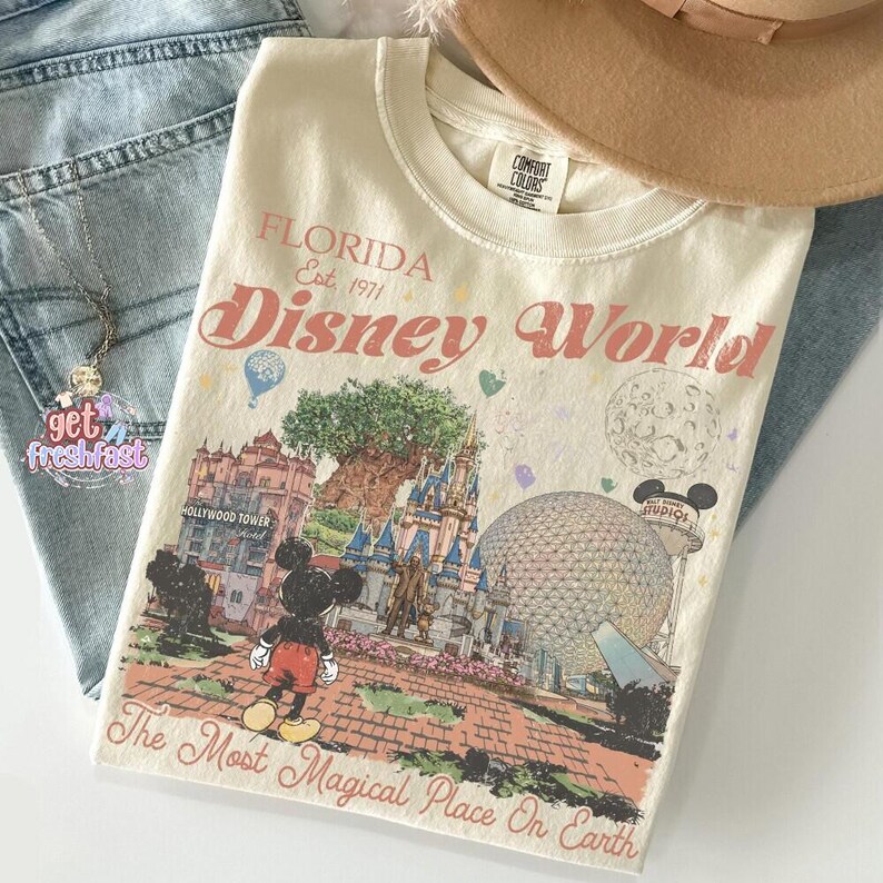 Vintage Mickey Disneyworld Comfort Colors Shirt, Retro Mickey And Friends Shirts, Walt Disneyworld Tee, Disneyland 2026 Trip image 4