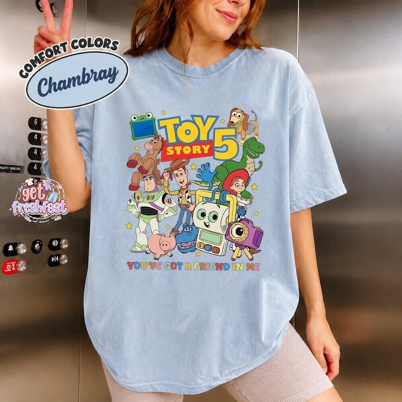 Toy Story 5 Characters Graphic T-Shirt, You've Got a Friend In Me Tee, Woody Buzz Jessie, Family Matching Trip Shirt image 3