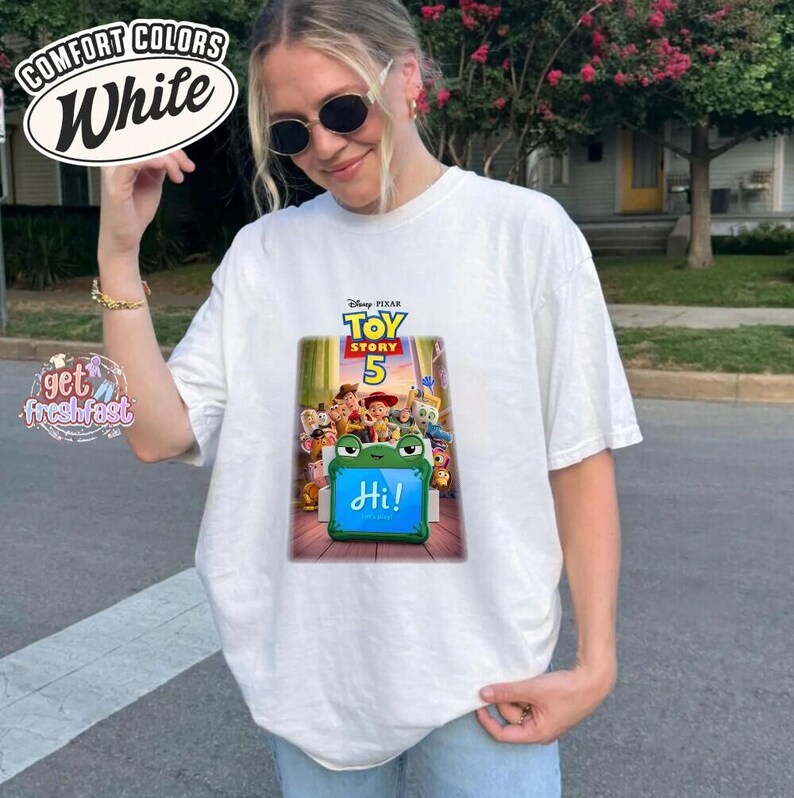 Disney Pixar Toy Story 5 Shirt, Lilypad Toy Story Comfort Colors Shirt, Woody Buzz Lightyear Lilypad Shirt, Disney Movie Characters Tee image 5