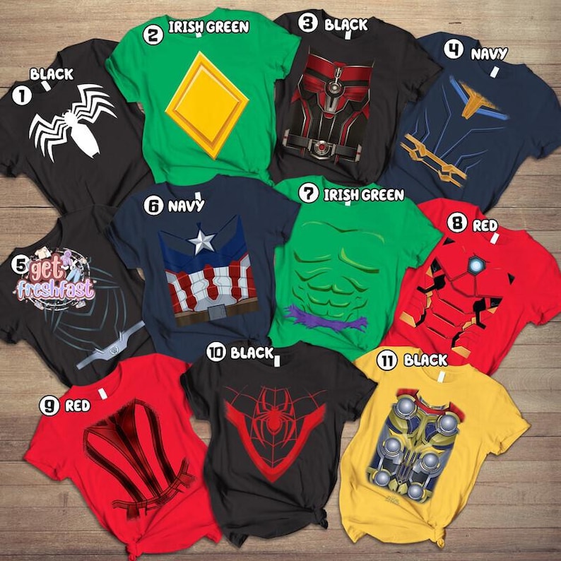 Marvel Avengers Endgame Costume Halloween Shirt, Spiderman Ironman Captain America Shirt, Superheroes Cosplay Party 2026 Tee afbeelding 1