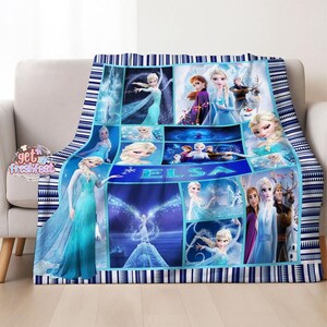 Custom Name Frozen Elsa Queen Fleece Blanket, Elsa Blanket, Frozen Blanket, Frozen Movie Blanket, Personalized Elsa Blanket, Christmas Gift 画像 2
