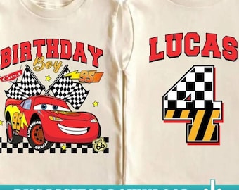 Disneyland Cars Birthday Custom PNG, Personalized Lightning McQueen Birthday Boy PNG Download, Pixar Pit Crew Family Matching Gift