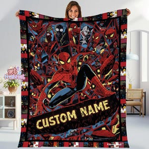Personalized Superhero Spiderman Blanket, Custome Spiderman Fleece Blanket, Spiderman Birthday Theme Party Blanket, Spiderman Boys Blanket zdjęcie 1