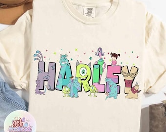 Camiseta personalizada de Monsters Inc. con nombre, camiseta personalizada de Mike Sulley Boo para la familia, camiseta infantil de Monsters University, cumpleaños de Disneyland