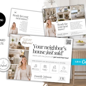 Just Sold Postcard, Real Estate Marketing Template, Neighborhood Farm Card, Realtor Mailer, Lead Generation Flyer, Agent Marketing, Canva