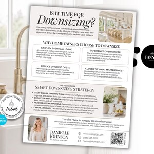 Plantilla de folleto para reducción de tamaño de vivienda, marketing para agentes inmobiliarios editable en Canva, folleto para consultores de mudanzas para personas mayores, folleto informativo para vendedores de vivienda, Pop By