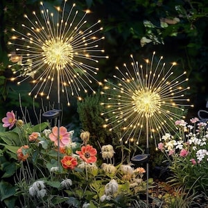 2-Pack Solar Garden Firework Lights – 120 LED Warm White Outdoor Decorative Lights