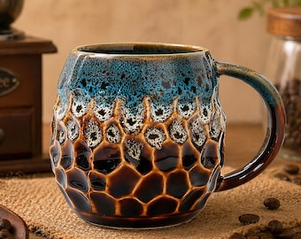 Handmade Glazed Ceramic Coffee Mug – Unique Pottery Cup for Coffee Lovers, Birthday Gift, Gift for Her, Christmas Gift, 310ml