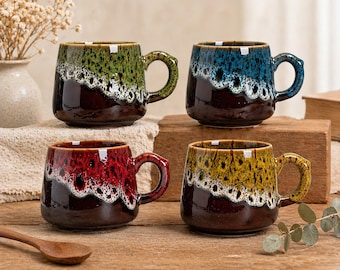 Handmade Ceramic Coffee Mug, Rustic Unique Glaze, Cozy Morning Drinkware