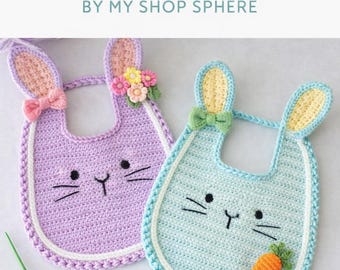 Crochet Bunny Baby Bib | Soft Cotton Newborn Feeding Accessory | Easter Outfit