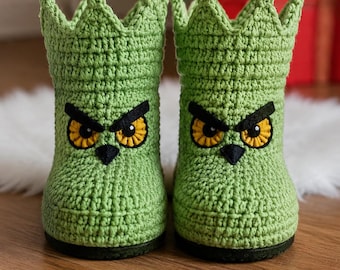 Crochet Grinch Slippers