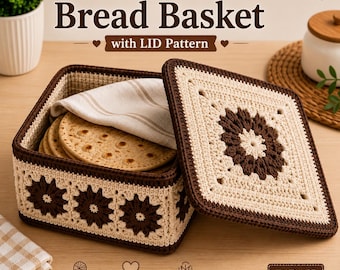 Crochet bread basket pattern, crochet roti box pattern