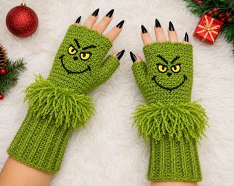 Grinch gloves crochet pattern
