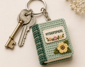 Crochet mini book keychain PDF download