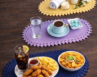 Handcrafted Oval Crochet Table Mat – Elegant Cotton Centerpiece
