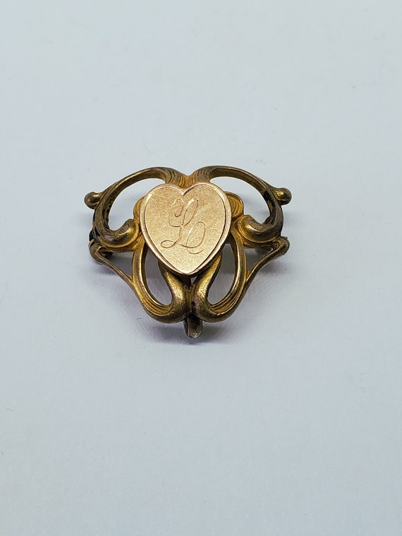 Antique Victorian Gold Filled L Monogram Heart Wat