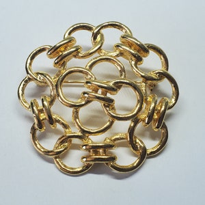 Spilla con maglie a catena tonda color oro