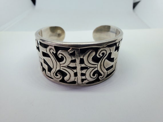 Beto Taxco Sterling Silver Overlay Cuff Bracelet - image 1