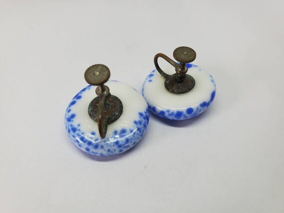 1950's Vaseline glass milkyblue earrings