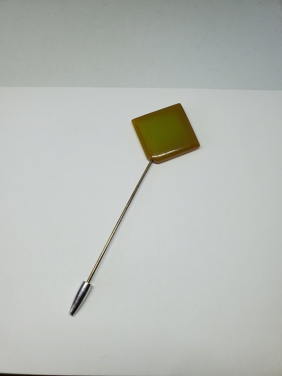 Green Bakelite Square/Diamond Shaped Stick Pin
