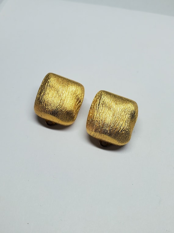 Anne Klein Brushed Gold Tone Square Clip On Earrin