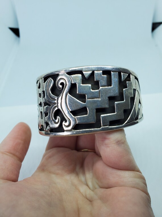 Beto Taxco Sterling Silver Overlay Cuff Bracelet - image 8