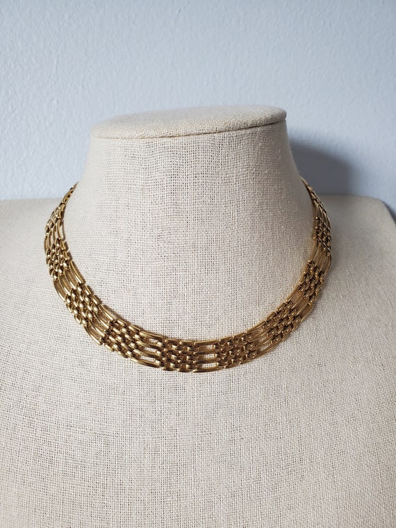 Napier Gold Tone Mixed Open Panther Link Collar Ne