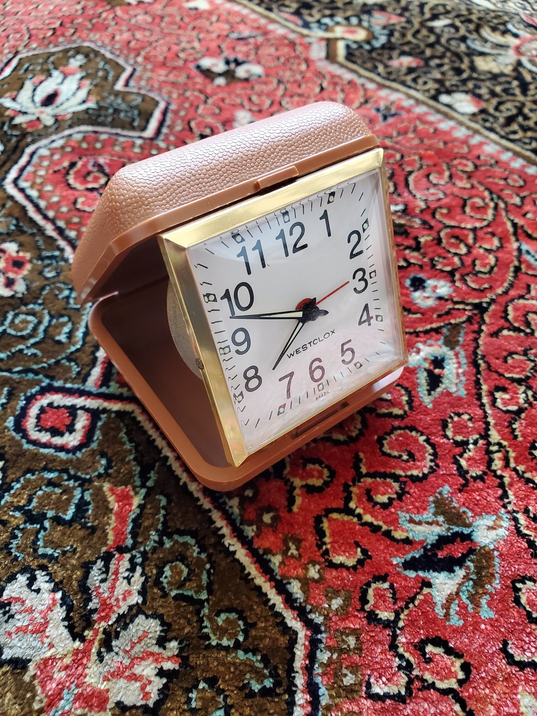 Westclox Wind up Travel Alarm Clock Brown Case Etsy