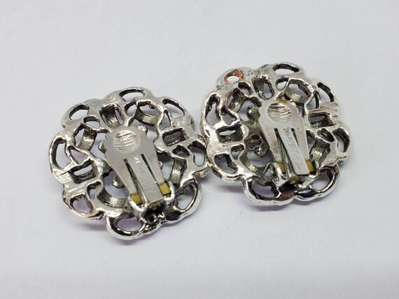 Vintage Karu Arke Silver Tone Wreath Clip On Earr… - image 3