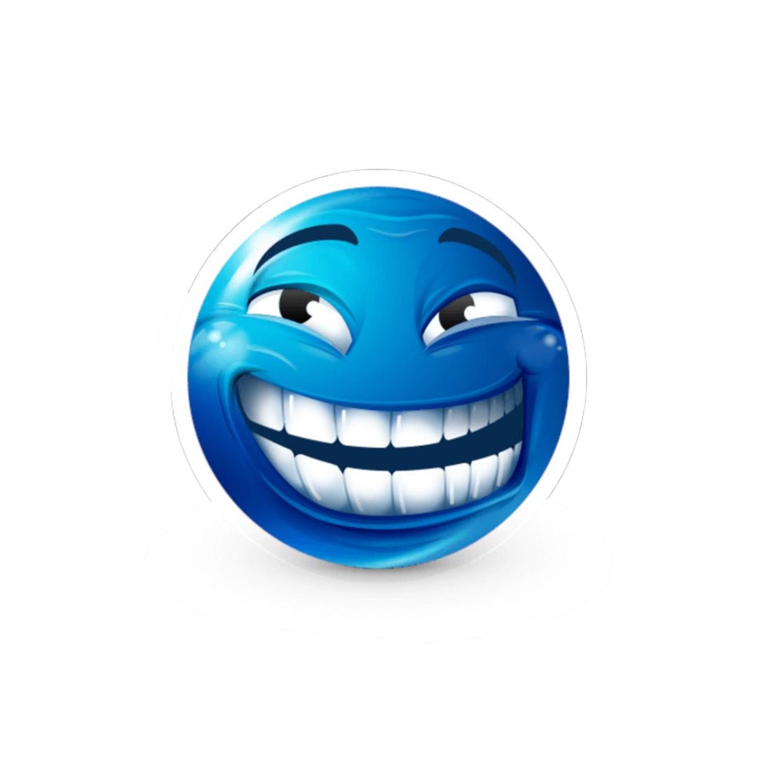 Blue Troll Face Sticker | Smirking Emoji Vinyl Decal - Etsy Canada