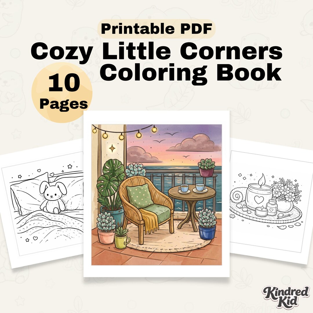 Cozy Corners Coloring Book Printable PDF, Relaxing Coloring Pages for ...