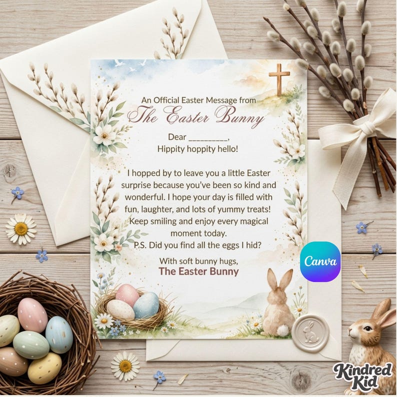 Editable Letter From the Easter Bunny Canva Template, Custom Kids ...