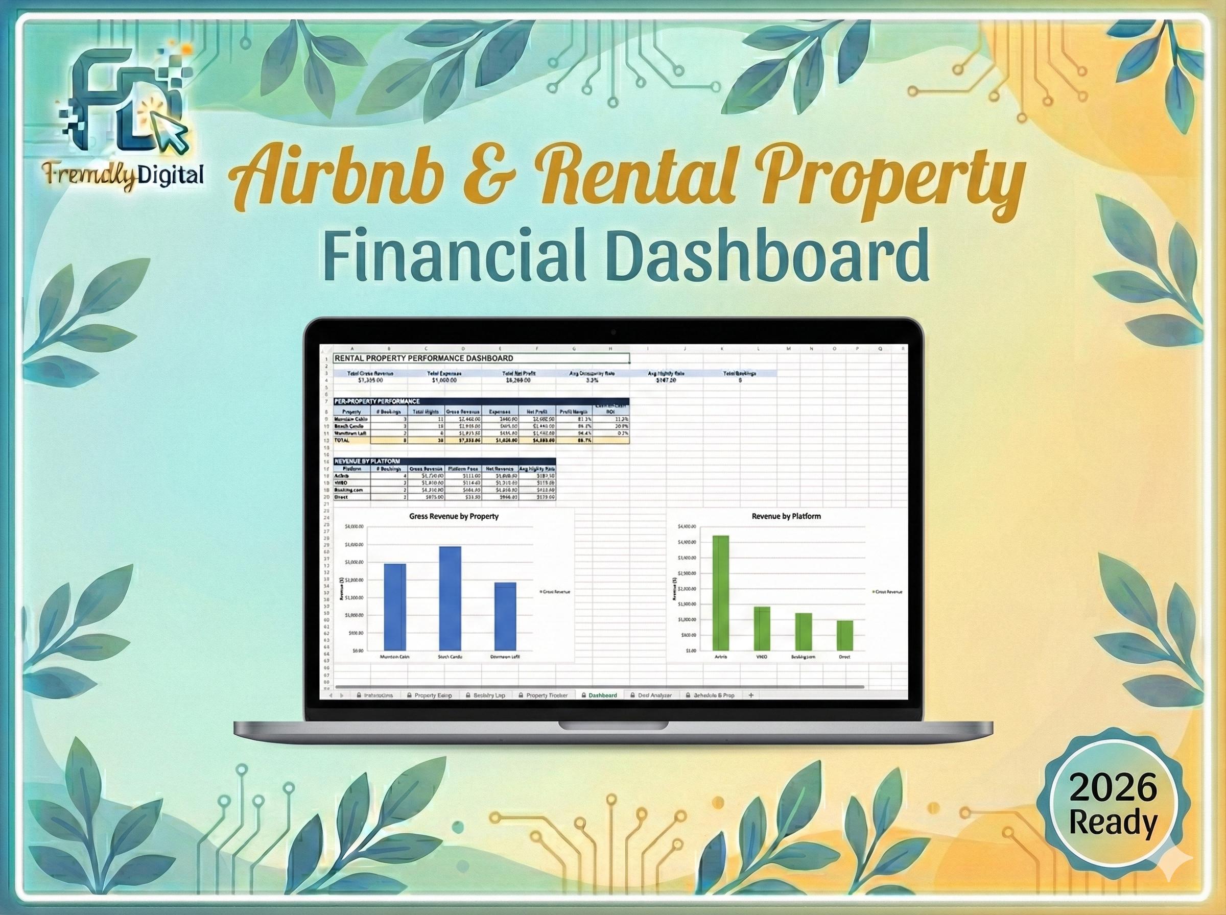 Airbnb Rental Dashboard for Excel 2026 | Deal Analyzer, Schedule E ...