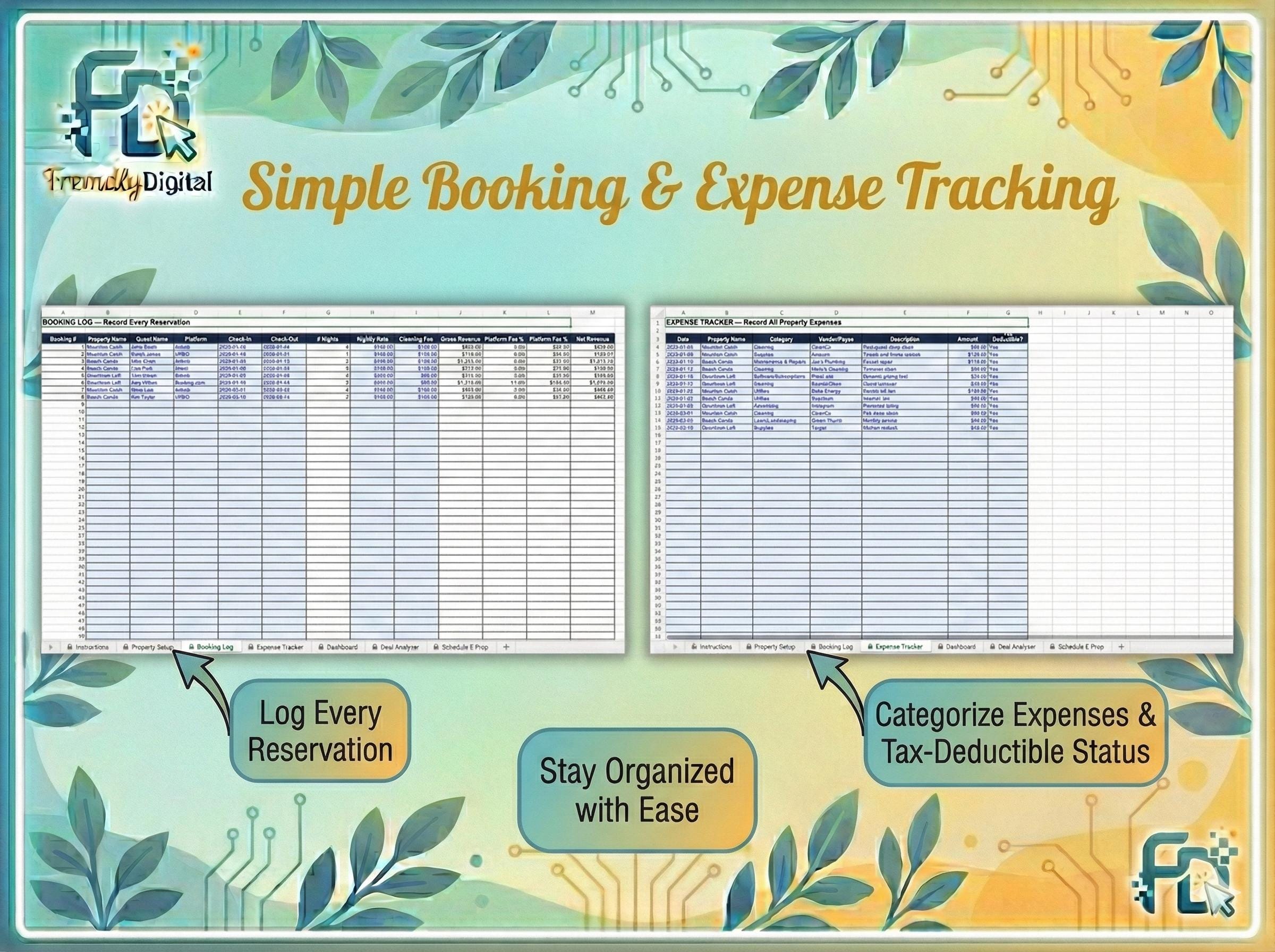 Airbnb Rental Dashboard for Excel 2026 | Deal Analyzer, Schedule E ...