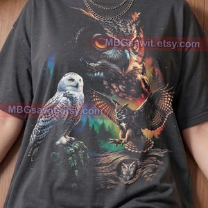 Great Horned Owl Snowy Owl Bird Of Prey Comfort Colors® Tshirt, Wildlife Nature Night Sky Forest Animal Lover Vintage Bootleg Tee