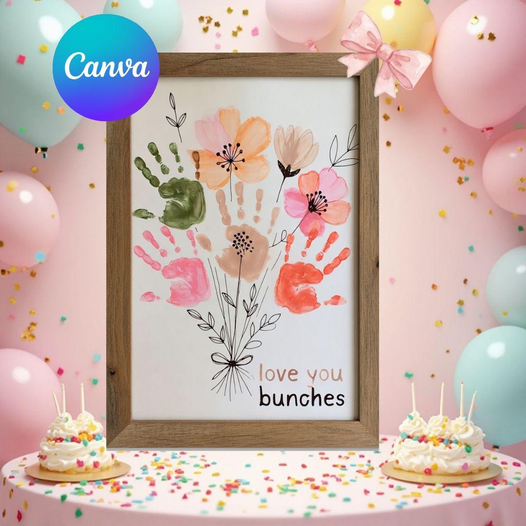 Printable Mother’s Day Handprint Bouquet Craft | Kids Floral Keepsake ...