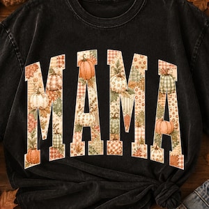 Patchwork Pumpkin Mama PNG Vintage Floral Sublimation Design für Herbst-Shirts
