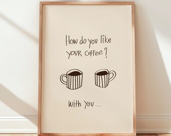 How Do You Like Your Coffee Kitchen Wall Art Minimalist Striped Mugs (Digital Download)