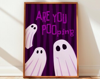 ¿Estás haciendo caca? Lámina de fantasma, divertido arte para la pared del baño, decoración espeluznante de Halloween (descarga gratuita)