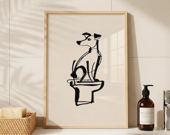 Lámina para amantes de los perros en el baño: Decoración de pared para el inodoro (Descarga digital)